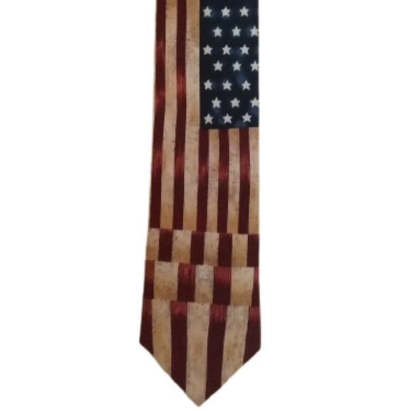 VINTAGE Silk Necktie American Flag Tango by Max Raab - Picture 1 of 7